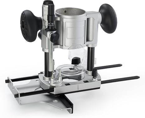 710W Trim Router with Extended Trim Base, 1/4 Inch Collet, 66mm Diameter, 5.5A 120V 60Hz, Model RT-003 (Plunge Base)