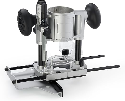 710W Trim Router with Extended Trim Base, 1/4 Inch Collet, 66mm Diameter, 5.5A 120V 60Hz, Model RT-003 (Plunge Base)