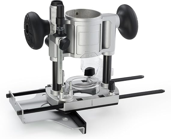 710W Trim Router with Extended Trim Base, 1/4 Inch Collet, 66mm Diameter, 5.5A 120V 60Hz, Model RT-003 (Plunge Base)