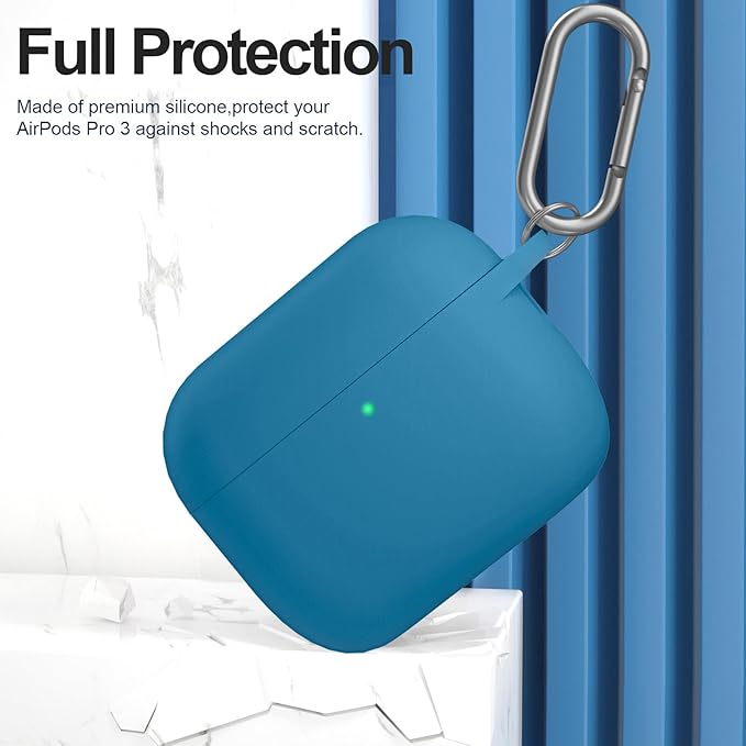 ATUAT for AirPods Pro 3 Case Cover with Cleaner, Protective Soft Silicone Skin with Keychain for Women Men for Apple AirPods Pro 3rd Generation Case(2025), Front LED Visible, Sea Blue