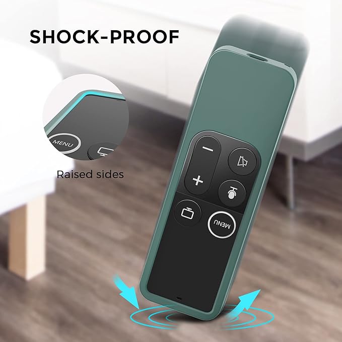 AhaStyle Protective Case for Apple TV Siri Remote with AirTag Holder, Anti-Slip Silicone Cover Compatible with 2016, 2017 Apple TV (Pine Green)