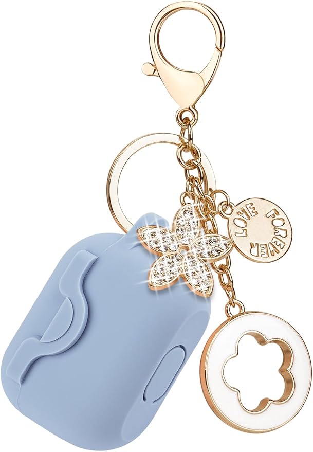 Case for Airpods 3 Case with Cute Bling Keychain, Silicone Protective Case Cover for Airpods 3rd Generation Case Earbuds Cases Women Girls for Apple Air pod 3 Blue