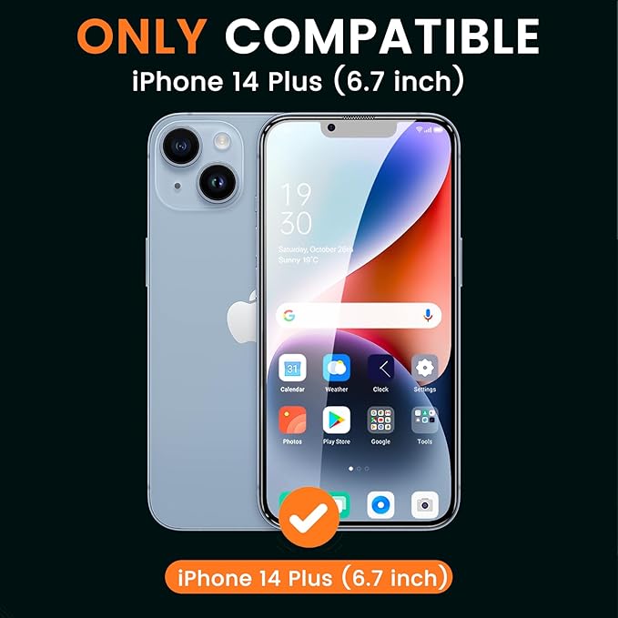 BNCHI 3 Pack for iPhone 14 Plus Privacy Screen Protector + 3 Pack Camera Lens Protector, Shatterproof Premium Tempered Glass, Auto-Dust Removal, 28°Anti Spy, 9H Full Coverage Tempered Glass Film