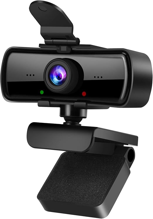 1080P HD Webcam with Microphone and Privacy Cover, USB Plug & Play Computer Camera, 120° Wide Angle Fixed Focus Web Camera for Video Conferencing, Online Learning, Streaming and Gaming