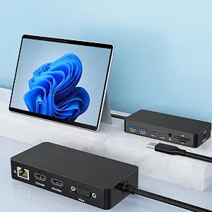 New Thunderbolt 4 Dock Dual HDMI+VGA with Power Adapter Compatible with Surface Pro 12/11/10/9/8/X/7+/7, Surface Laptop 7/6/5/4/3, Surface Go 4/3/2/1, Surface Laptop Go 3/2/1, Surface Book 3/2