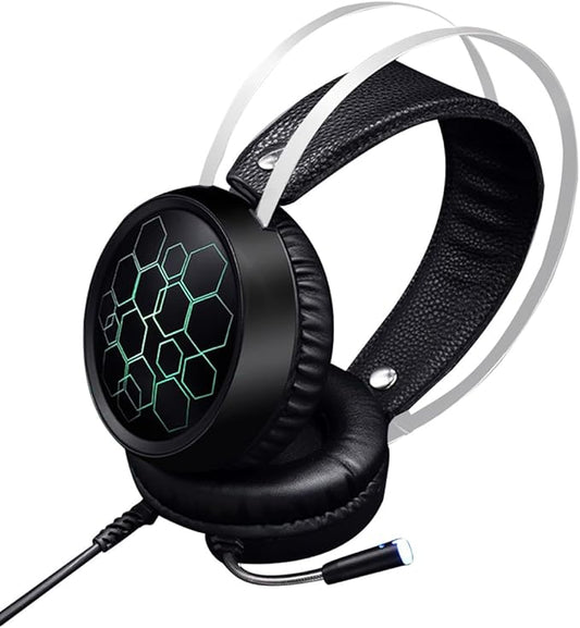 Homoyoyo Gaming Headset Wired Over-Ear Headphones with Mic USB 7.1 Surround Sound RGB Lighting Comfortable Headphones for PC and Online Gaming