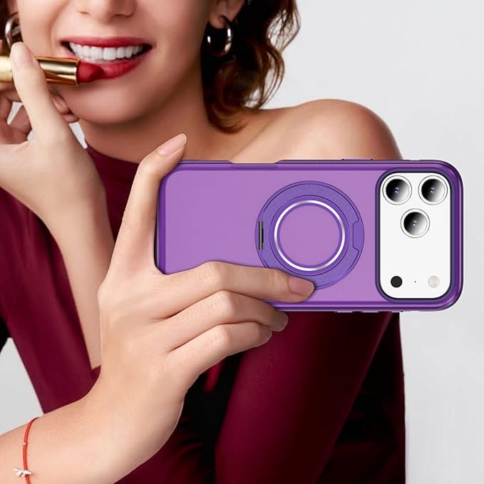 for iPhone 17 Pro Case [Compatible with Magsafe] [15 FT Military Grade Drop Protection] with Screen Protector & Lens Protector,Shockproof Kickstand Phone Case for iPhone 17 Pro (Purple)