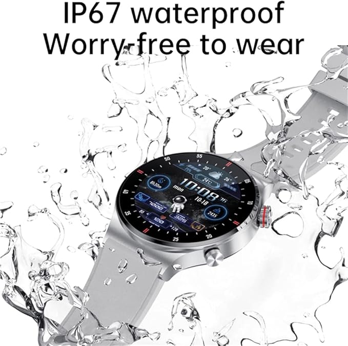 FILIEKEU Bluetooth Calls Smart Watch Men Women Heart Rate Sleep Monitor Steps IP67 Waterproof Sport Fitness Tracker 1.3''Touch Screen Fasion Black Stainless Steel Smart Watches for Android iOS