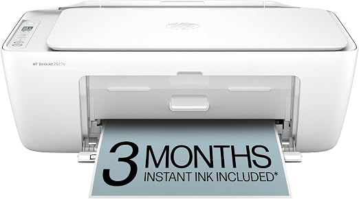 HP DeskJet 2827e Wireless All-in-One Color Inkjet Printer, Scanner, Copier, Best-for-Home, 3 Month Instant Ink Trial Included, AI-Enabled (6W7F5A)