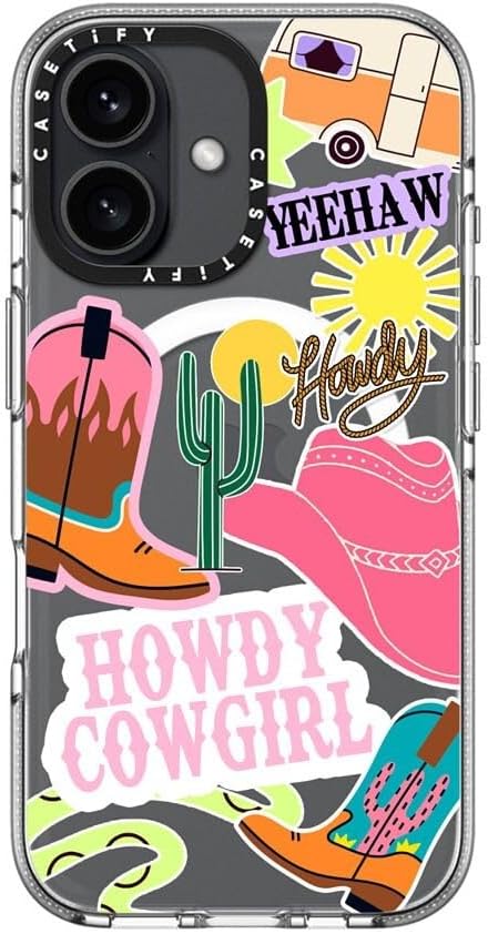 CASETiFY Clear iPhone 16 Case [Not Yellowing / 6.6 ft. 3X Military Grade Drop Protection/Compatible with Magsafe] - Howdy Cowgirl - Clear
