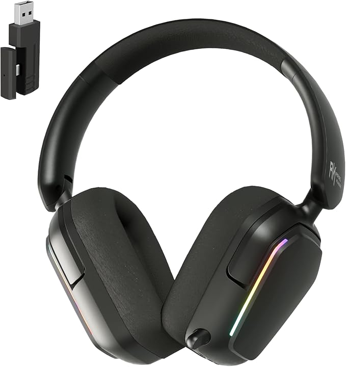 RK ROYAL KLUDGE G10 Gaming Headset with Microphone, Wireless/Bluetooth 5.3/Wired Gaming Headpones for PS5/4, Switch, PC, 40mm Dynamic Drivers, 7.1 Surround Sound, Black
