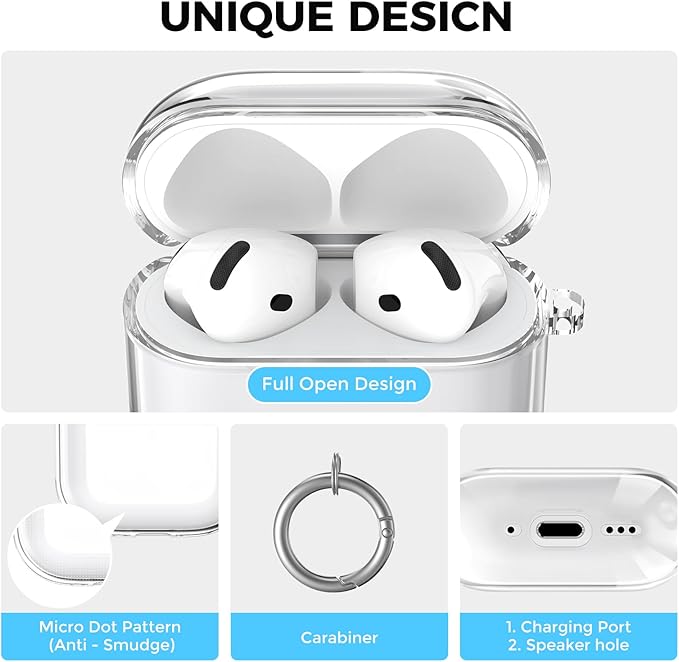 AhaStyle Clear Airpods 4 Case Cover with Cleaning Kit [Anti-Yellowing] Soft TPU Protective Covers Skin Designed for Apple AirPods 4th Generation 2024 Support USB-C Charging Case and Wireless Charging
