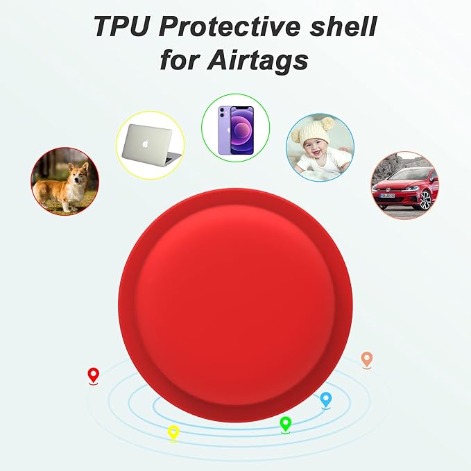 LiZHi Case for Apple Airtag Holder Airtag Case Cover Airtag Sticker Stick on Adhesive Mount Silicone for Tv Remote Car AirTag Phone Case 2 Pack,Red2