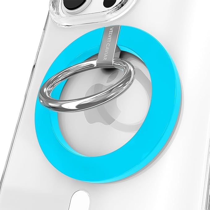 VELVET CAVIAR Compatible with MagSafe Phone Grip - Magnetic Ring Holder with Adjustable Stand - Removable MagSafe Accessories for iPhone 16, 15, 14, 13, 12 (Neon Blue)