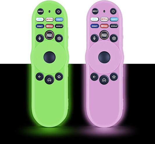 [Pack of 2] Remote Case for Smart TV Remote XRT270 Control Cover, Silicone Controller Case Cover Compatible with XRT270 Silicone Sleeve(Glow Green+Glow Pink)