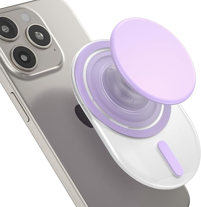 AUROX Magnetic Phone Grip Holder for Magsafe Phone Grips, Expandable Collapsible Phone Grip Stand Holder with Kickstand for Magsafe Stand Compatible for iPhone 17 16 15 14 13 Series,Transparent Purple