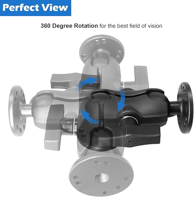 Aluminum 1.5" Double Ball Mount with Two AMPS Round Plates, Fish Finder/Truck/GPS Mount, Short Arm with 1.5 inches/38mm/C Size Ball, Compatible with RAM, Arkon, iBolt and More