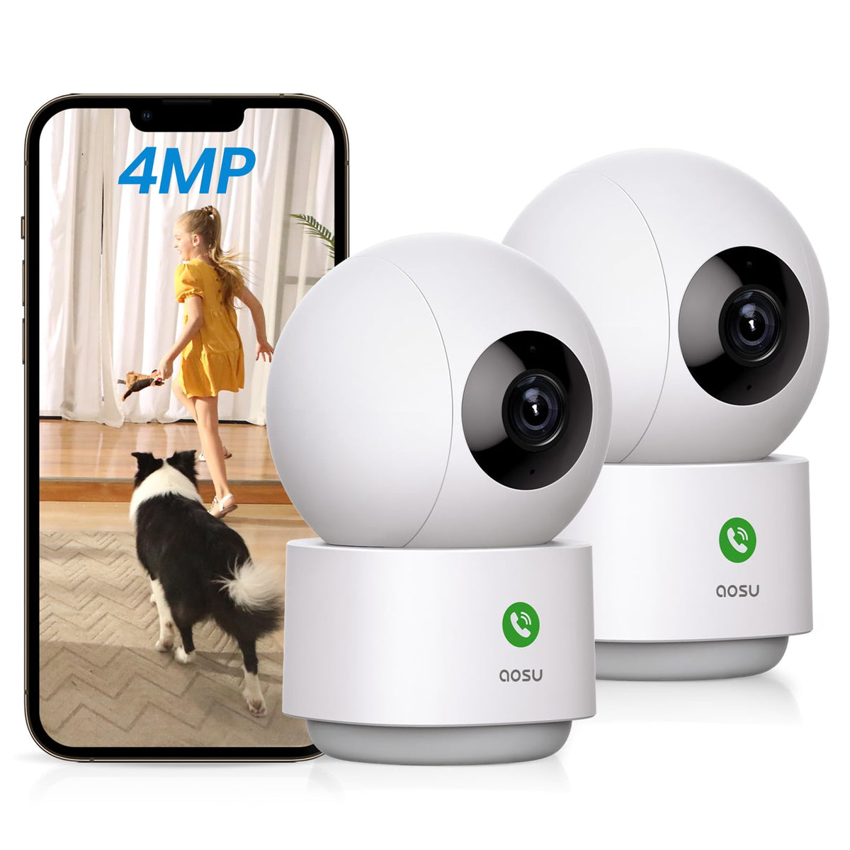 aosu 4MP Indoor Security Camera - Baby & Pet Monitoring with 5/2.4 GHz WiFi - Image 1