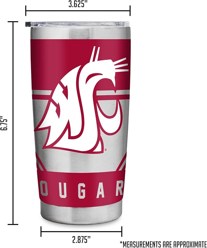 Rico Industries NCAA 20oz Stainless Steel Tumbler with Lid - Great For Coffee, Tea, Water or Cocktails