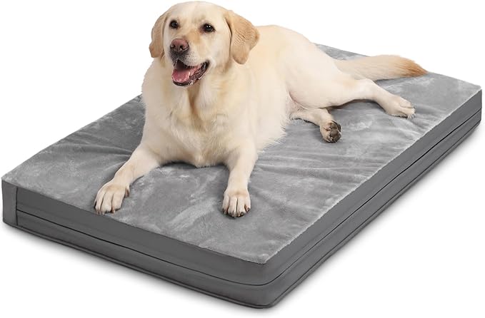 Waterproof Dog Beds Large Sized Dogs, Washable Orthopedic Pet Bed with Removable Cover Reversible, Foam Pets Bed Durable Anti-Slip Bottom, 36"x27", Gray