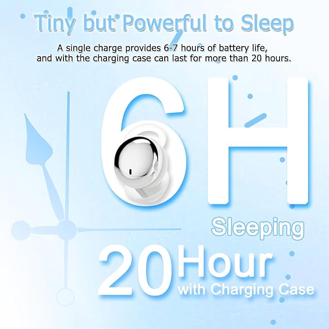 Side Sleeper Earbuds, Mini Earbuds for Sleeping, Invisible Wireless Headphones, Fast Charging Case, No Beep & Comfortable to Sleeping (Cream White)