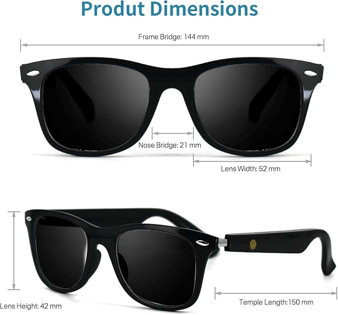 AI Translator Smart Glasses for Women Men, Bluetooth Audio Sunglasses with UV400 Polarized Lenses, Photo Translation, No Subscription，Real-Time Translation(160+Languages) for Travel Business (Black)