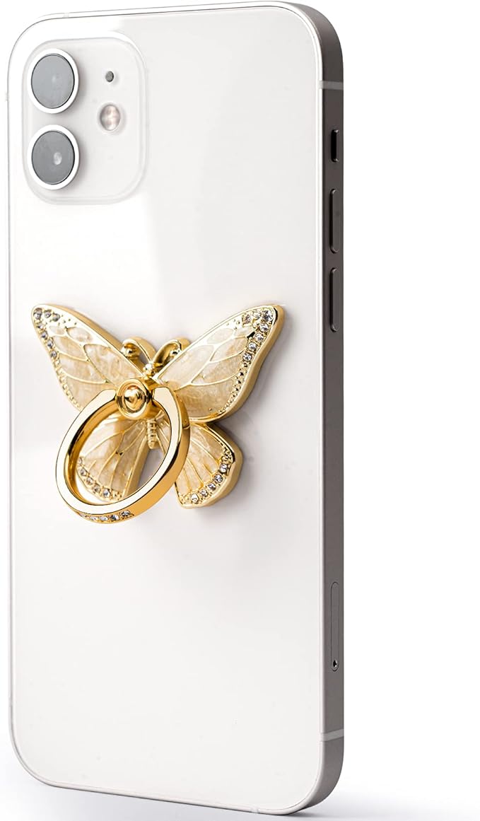 Butterfly Cell Phone Ring Grip Holder, 360 Degrees Rotation Phone Ring Grip Stand, Metal Finger Kickstand Compatible with iPhone, Samsung Galaxy, Android Phone