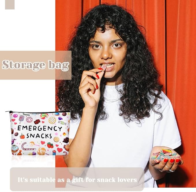Emergency Snacks Makeup Bag for Women Men Snack Bag for Travel Storage Organizer Bags Snack Lover Birthday Christmas Gift for Women Men Emerency Bag for School Reusable Storage Bags
