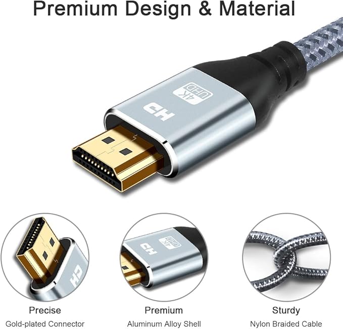 HDMI Cable 4K 6 Foot, 4K 60HZ High Speed 18 Gbps HDMI 2.0 Cable,HDR, HDCP 2.2/1.4, 3D, 2160P,1080P 28AWG HDMI Cord for UHD Samsung TV,Monitor, PS4/3, Xbox One