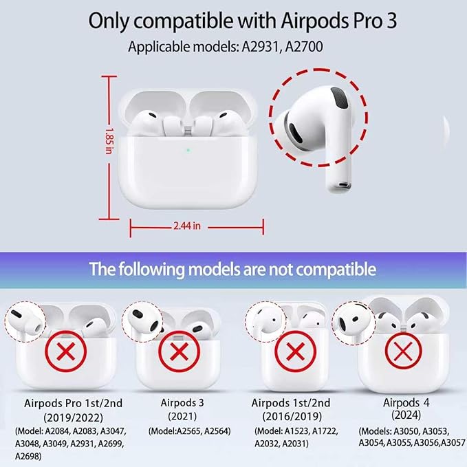 for AirPods Pro 3 Case, Secure Lock Magnetic Lid Cover with Keychain, Military Grade Shockproof Protective Case for Airpods Pro 3rd Generation, Wireless Charging & Front LED Visible,Black02