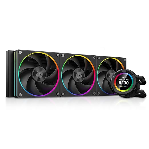 ID-COOLING SL360 CPU Liquid Cooler with Display, Customizable 2.1" LCD Display for Images or Performance Metrics, 360mm AIO Cooler, Three AF127 ARGB Fans, Fits Intel/AMD