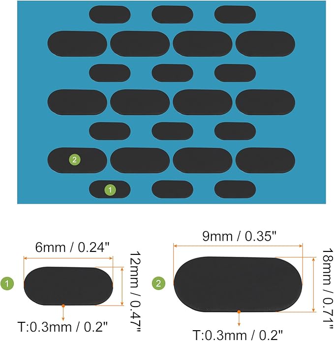 MECCANIXITY Webcam Cover Slide 0.3mm Thick Oval Plastic Laptop Camera Cover Slide Web Blocker Protect Privacy for Computer, Laptop Black 24 Pack