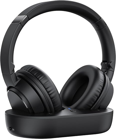 SKYCOMET Wireless Headphones for TV, TV Headphones Wireless with Easy Setup, Charging Base, 65H Playtime, Low Latency Sound, Compatible with Most TVs, Ideal for Seniors