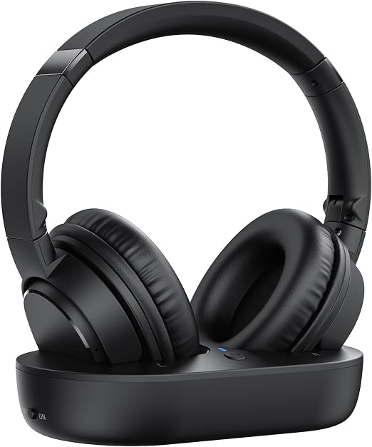 SKYCOMET Wireless Headphones for TV, TV Headphones Wireless with Easy Setup, Charging Base, 65H Playtime, Low Latency Sound, Compatible with Most TVs, Ideal for Seniors
