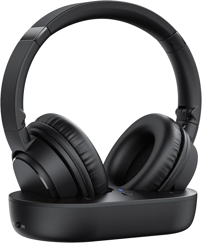 SKYCOMET Wireless Headphones for TV, TV Headphones Wireless with Easy Setup, Charging Base, 65H Playtime, Low Latency Sound, Compatible with Most TVs, Ideal for Seniors
