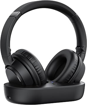 SKYCOMET Wireless Headphones for TV, TV Headphones Wireless with Easy Setup, Charging Base, 65H Playtime, Low Latency Sound, Compatible with Most TVs, Ideal for Seniors
