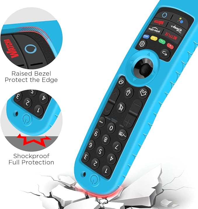 2 Pack Silicone Protective Case for LG MR21GA MR22GA MR23GA MR24GN Remote Control [Anti-Slip] Shockproof Protector Cover for LG Magic Remote 2021-2024 Case Sleeve Holder Skin-Glow Blue, Glow Green