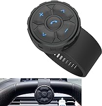 Bluetooth Media Button Remote Control IPX6 Waterproof Strap Type Wireless Controller for Car Bike Motorbike Steering Wheel Siri Call & Camera Compatible for iPhone Samsung Galaxy Any Android Device - Image 1