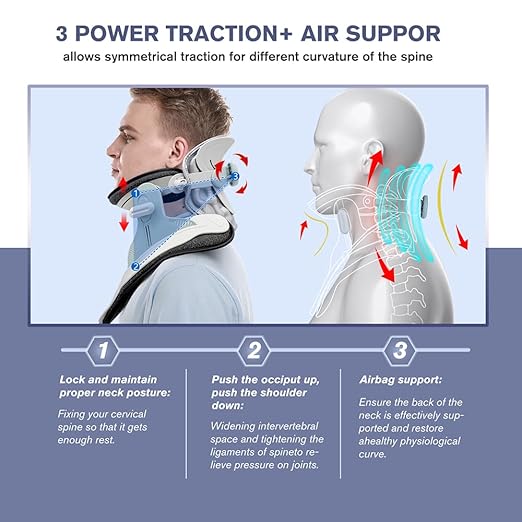 ALPHAY Cervical Neck Traction Device,Electric Air Pump with 3 Power Traction, Built-in 8 Airbag, Neck Pain Relief and Relaxation