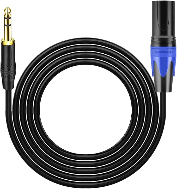 XLR to 1/4 TRS Stereo Adapter, 6.35mm Dual Channel to 3-pin Male, XLR to 1/4 Balanced Microphone Stereo Audio Converter AdapterCable 1 Pack (6.6Feet)