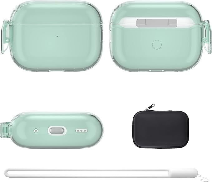 Valkit Compatible Airpods Pro 2 Case Clear with Lock, Shockproof AirPods Pro 2nd/1st Generation Case Soft Transparent Protective Cover with Lanyard iPods Pro 2 Skin for Airpods Pro 2nd/1st Gen