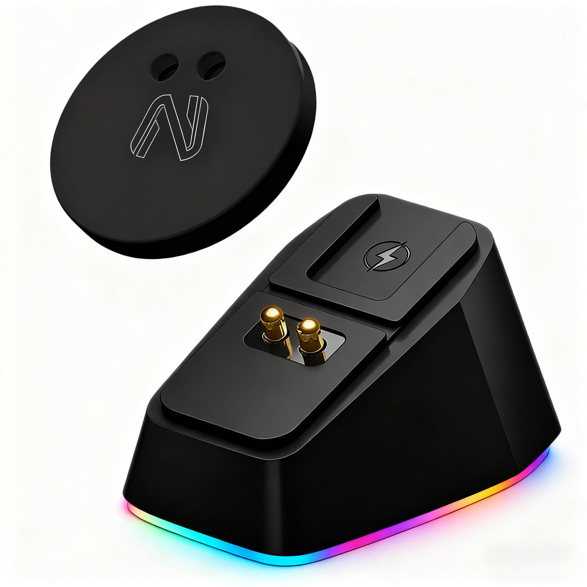 for Logitech G PRO X Superlight/2/2 Dex Dedicated Black Wireless Mouse Charger 11 RGB Modes, Compatible with DeathAdder v2 Pro and Other Gaming mice Gaming Gear for Esports Players (Black)