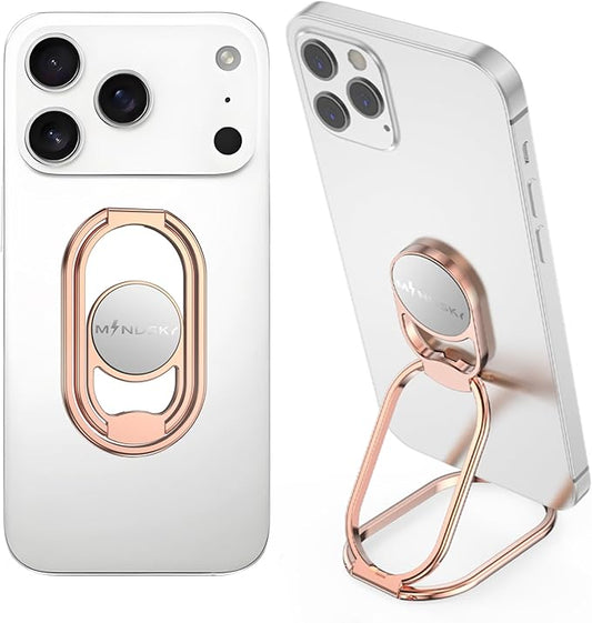Phone Ring Holder Finger Kickstand 360°Rotation Cellphone Back Grip Foldable Cell Phone Stand for Desk Compatible with iPhone iPad Smartphones Tablets (Hollow Rosegold)