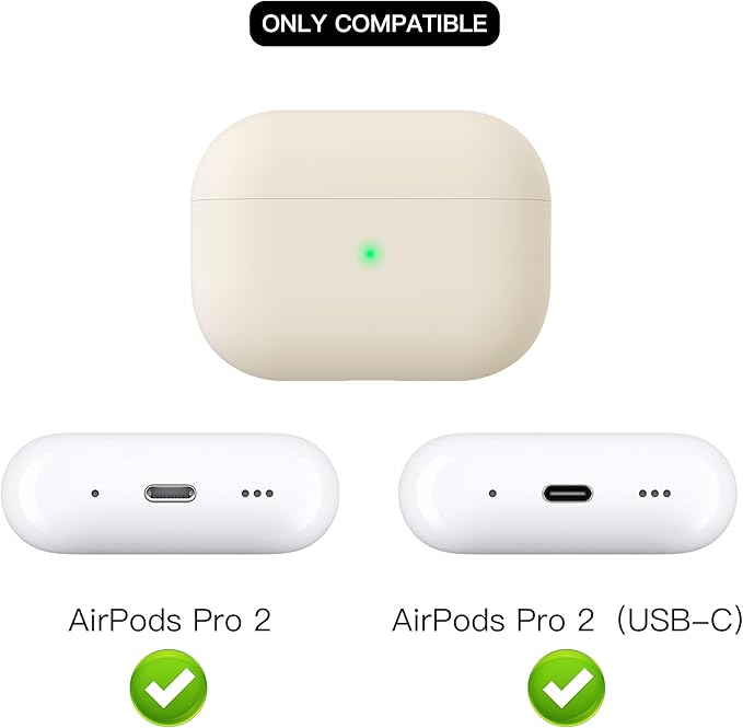 Liquid Silicone Case for AirPods Pro 2(2023/2022), Triple Layer Hybrid Protective Hard Case Shockproof Cover Compatible with AirPods Pro 2nd Generation (Beige)