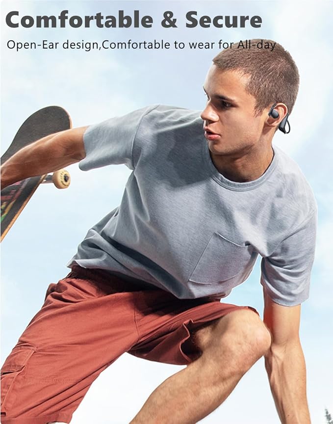Bone Conduction Headphones Bluetooth Open Ear Earphones Wireless On Ear Headphones Up to 38 Hours Playtime Sport Wireless Headset for Running,Cycling, Hiking, Driving