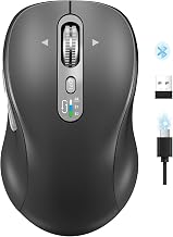 Wireless Bluetooth Mouse,Multi Device Ergo Computer Mouses,Metal 4-Way Super Scrolling,± 3200 DPI,10 Buttons,Plug&Play,Quiet,Rechargeable,USB Cordless Mice for Laptop,Tablet,Mac,iPad,PC,Phone All Grey - Image 1