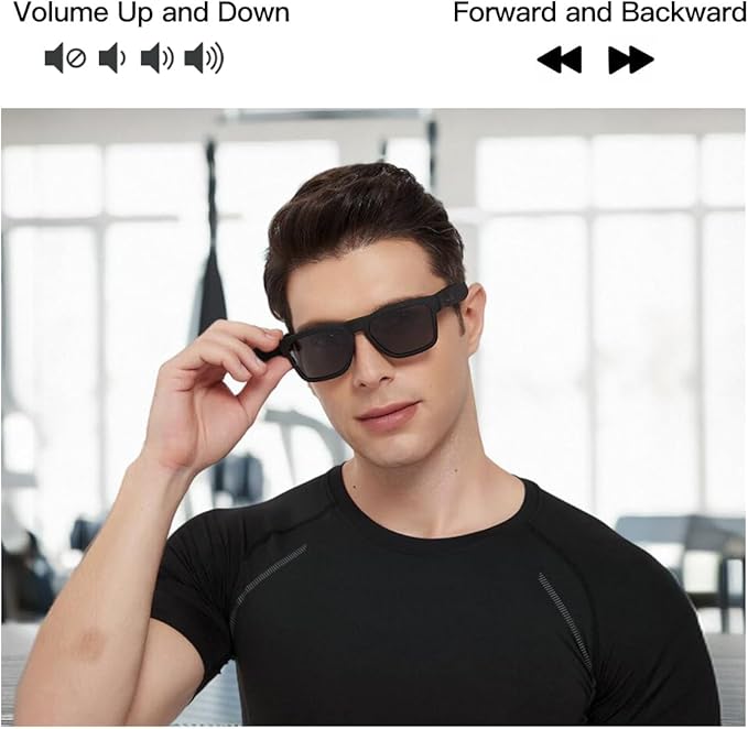 OhO Smart Glasses,Polarized Sunglasses with Bluetooth Speaker,Athletic/Outdoor UV Protection and Voice Control,Unisex(Grey Lens)