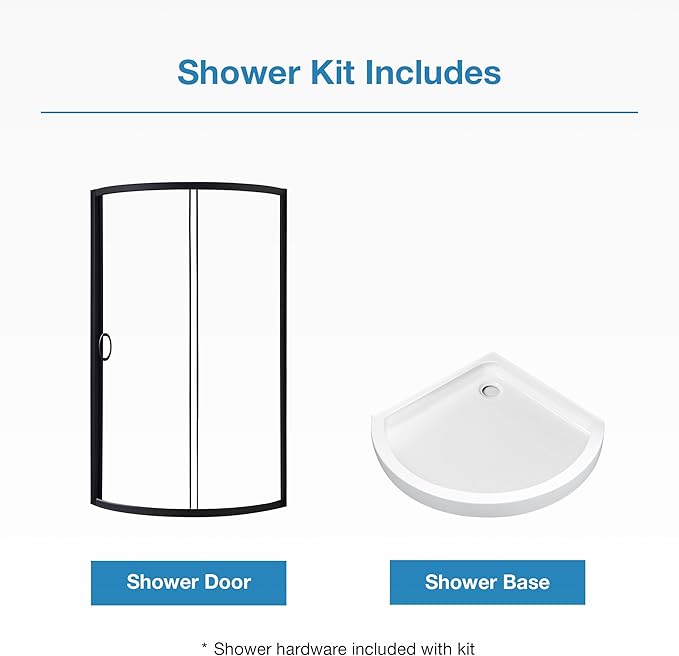 OVE Decors Breeze 32 in. Corner Shower Clear Sliding Door with Included Base in Black Finish
