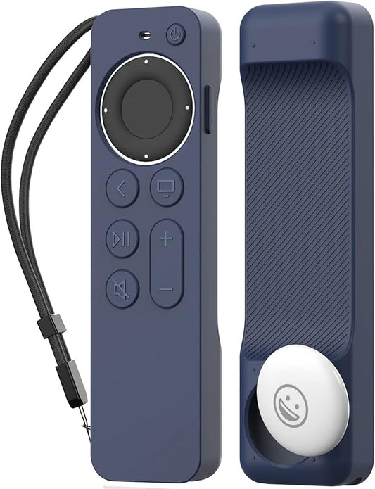 AhaStyle Case Compatible with 2022 Apple TV 4K HD Siri Remote 3rd Generation [AirTag Holder Built in] All Around Cover Apple TV Remote/Siri Remote (2nd) and AirTag (Midnight Blue)
