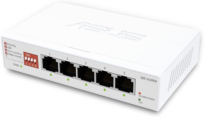 ASUS QG-U1050, 5-Port 2.5G Unmanaged Switch, Support 4 Intelligent Modes, Home Network Hub, Office Ethernet Splitter, Plug and Play, Easy Setup, Desktop, Silent Operation, TAA Compliant - Image 8